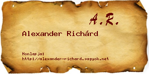 Alexander Richárd névjegykártya